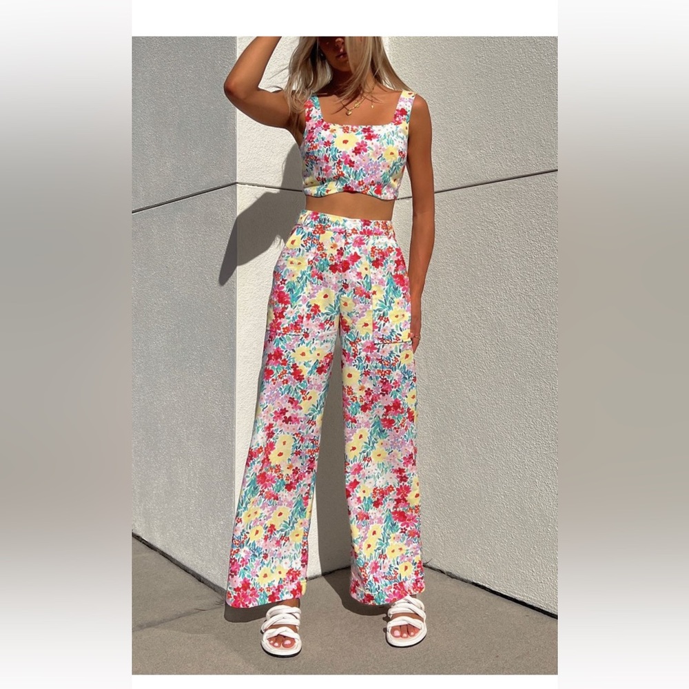 Floral Two Piece Matching Pant Set